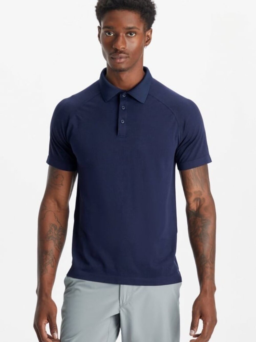 Fabletics The Training Day Polo Navy Men's Size M Performance Shirt